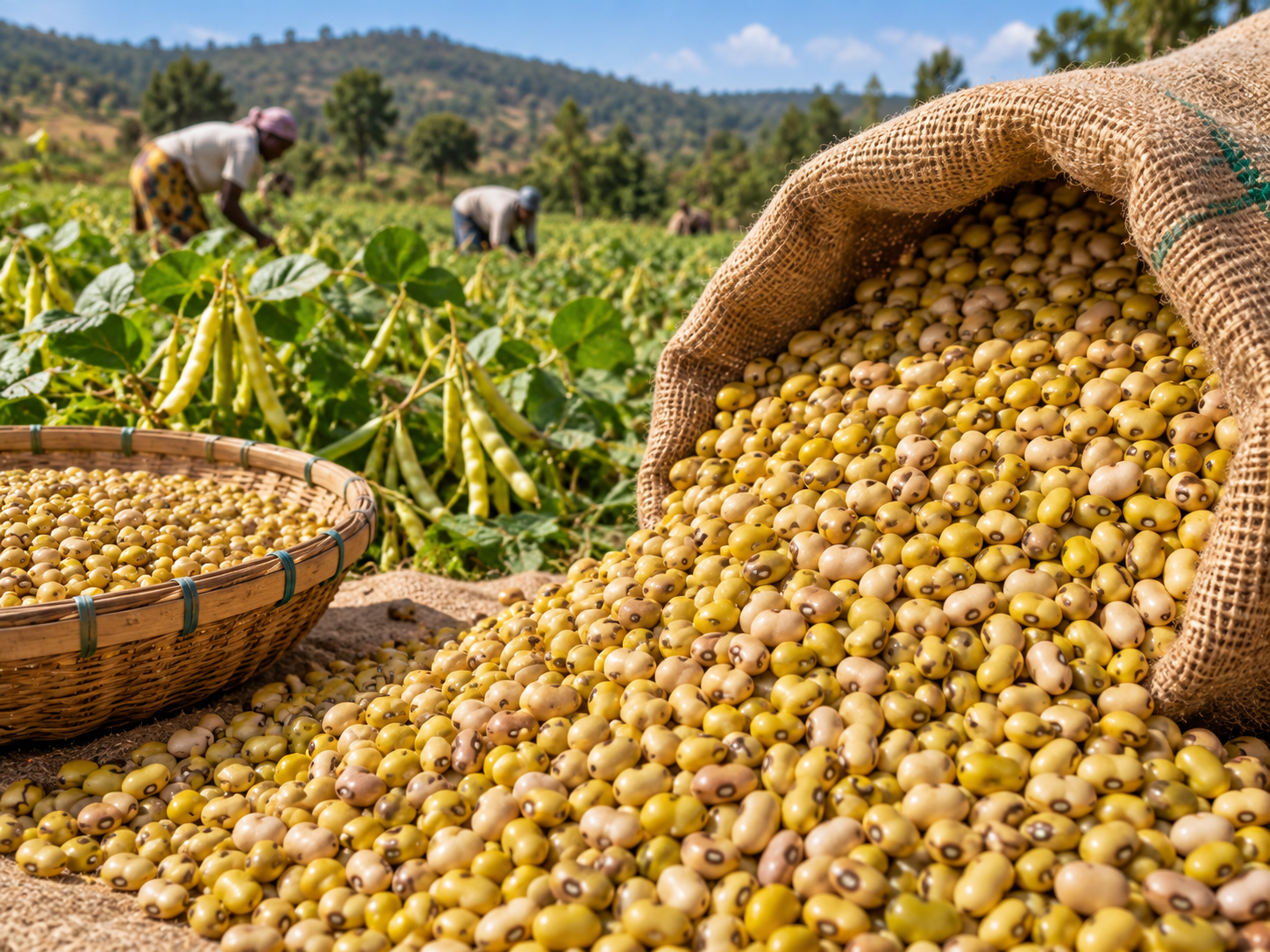 Yellow beans harvested and displayed as a Kambeta Farms core crop